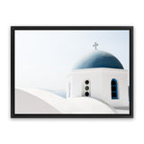 Shop Santorini Vista II Photo Canvas Art Print-Blue, Coastal, Greece, Landscape, Photography, Photography Canvas Prints, View All, White-framed wall decor artwork