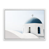 Shop Santorini Vista II Photo Canvas Art Print-Blue, Coastal, Greece, Landscape, Photography, Photography Canvas Prints, View All, White-framed wall decor artwork