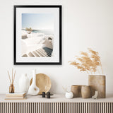 Shop Oia Stairs Photo Art Print-Blue, Coastal, Greece, Photography, Portrait, View All, White-framed poster wall decor artwork