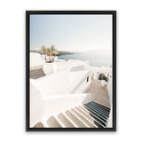 Shop Oia Stairs Photo Canvas Art Print-Blue, Coastal, Greece, Photography, Photography Canvas Prints, Portrait, View All, White-framed wall decor artwork