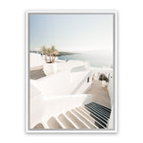 Shop Oia Stairs Photo Canvas Art Print-Blue, Coastal, Greece, Photography, Photography Canvas Prints, Portrait, View All, White-framed wall decor artwork