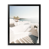 Shop Oia Stairs Photo Art Print-Blue, Coastal, Greece, Photography, Portrait, View All, White-framed poster wall decor artwork