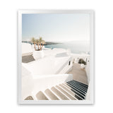 Shop Oia Stairs Photo Art Print-Blue, Coastal, Greece, Photography, Portrait, View All, White-framed poster wall decor artwork