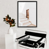 Shop Villa Steps Photo Canvas Art Print-Boho, Greece, Moroccan Days, Neutrals, Photography, Photography Canvas Prints, Portrait, View All, White-framed wall decor artwork