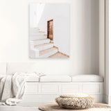 Shop Villa Steps Photo Canvas Art Print-Boho, Greece, Moroccan Days, Neutrals, Photography, Photography Canvas Prints, Portrait, View All, White-framed wall decor artwork