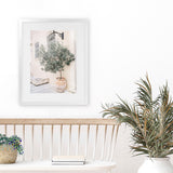 Shop Mediterranean Villa Photo Art Print-Botanicals, Greece, Green, Neutrals, Photography, Pink, Portrait, View All-framed poster wall decor artwork