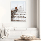 Shop Oia Staircase Photo Canvas Art Print-Brown, Greece, Photography, Photography Canvas Prints, Portrait, View All, White-framed wall decor artwork