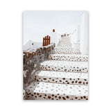 Shop Oia Staircase Photo Canvas Art Print-Brown, Greece, Photography, Photography Canvas Prints, Portrait, View All, White-framed wall decor artwork