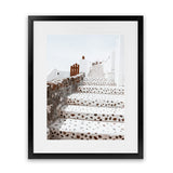 Shop Oia Staircase Photo Art Print-Blue, Greece, Neutrals, Photography, Portrait, View All, White-framed poster wall decor artwork