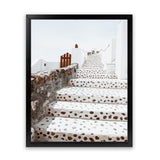 Shop Oia Staircase Photo Art Print-Blue, Greece, Neutrals, Photography, Portrait, View All, White-framed poster wall decor artwork