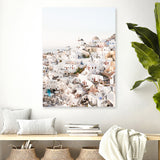 Shop Santorini Skyline I Photo Canvas Art Print-Coastal, Greece, Neutrals, Photography, Photography Canvas Prints, Portrait, View All, White-framed wall decor artwork