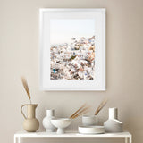 Shop Santorini Skyline I Photo Art Print-Coastal, Greece, Neutrals, Photography, Portrait, View All, White-framed poster wall decor artwork