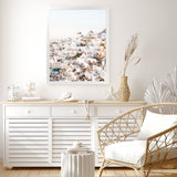 Shop Santorini Skyline I Photo Art Print-Coastal, Greece, Neutrals, Photography, Portrait, View All, White-framed poster wall decor artwork