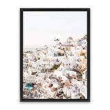 Shop Santorini Skyline I Photo Canvas Art Print-Coastal, Greece, Neutrals, Photography, Photography Canvas Prints, Portrait, View All, White-framed wall decor artwork