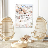 Shop Santorini Skyline II Photo Canvas Art Print-Coastal, Greece, Orange, Photography, Photography Canvas Prints, Pink, Portrait, View All, White-framed wall decor artwork