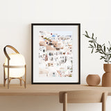 Shop Santorini Skyline II Photo Art Print-Coastal, Greece, Orange, Photography, Pink, Portrait, View All, White-framed poster wall decor artwork