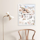 Shop Santorini Skyline II Photo Art Print-Coastal, Greece, Orange, Photography, Pink, Portrait, View All, White-framed poster wall decor artwork