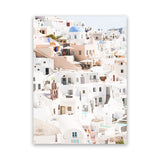 Shop Santorini Skyline II Photo Canvas Art Print-Coastal, Greece, Orange, Photography, Photography Canvas Prints, Pink, Portrait, View All, White-framed wall decor artwork