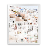 Shop Santorini Skyline II Photo Art Print-Coastal, Greece, Orange, Photography, Pink, Portrait, View All, White-framed poster wall decor artwork