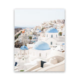 Shop Santorini Skyline III Photo Art Print-Blue, Coastal, Greece, Photography, Portrait, View All, White-framed poster wall decor artwork