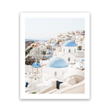 Shop Santorini Skyline III Photo Art Print-Blue, Coastal, Greece, Photography, Portrait, View All, White-framed poster wall decor artwork