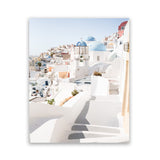 Shop Staircase View Photo Art Print-Blue, Coastal, Greece, Photography, Portrait, View All, White-framed poster wall decor artwork