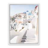 Shop Staircase View Photo Canvas Art Print-Blue, Coastal, Greece, Photography, Photography Canvas Prints, Portrait, View All, White-framed wall decor artwork