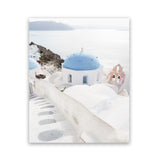 Shop Stairway to Heaven Photo Art Print-Blue, Coastal, Greece, Photography, Portrait, View All, White-framed poster wall decor artwork