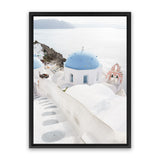 Shop Stairway to Heaven Photo Canvas Art Print-Blue, Coastal, Greece, Photography, Photography Canvas Prints, Portrait, View All, White-framed wall decor artwork