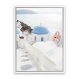 Shop Stairway to Heaven Photo Canvas Art Print-Blue, Coastal, Greece, Photography, Photography Canvas Prints, Portrait, View All, White-framed wall decor artwork