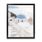 Shop Stairway to Heaven Photo Art Print-Blue, Coastal, Greece, Photography, Portrait, View All, White-framed poster wall decor artwork