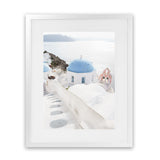 Shop Stairway to Heaven Photo Art Print-Blue, Coastal, Greece, Photography, Portrait, View All, White-framed poster wall decor artwork