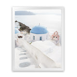 Shop Stairway to Heaven Photo Art Print-Blue, Coastal, Greece, Photography, Portrait, View All, White-framed poster wall decor artwork