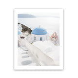 Shop Stairway to Heaven Photo Art Print-Blue, Coastal, Greece, Photography, Portrait, View All, White-framed poster wall decor artwork