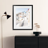 Shop Staircase View Photo Art Print-Blue, Coastal, Greece, Photography, Portrait, View All, White-framed poster wall decor artwork