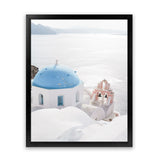 Shop Santorini Panorama I Photo Art Print-Blue, Coastal, Greece, Photography, Portrait, View All, White-framed poster wall decor artwork