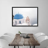 Shop Santorini Panorama II Photo Canvas Art Print-Blue, Coastal, Greece, Landscape, Photography, Photography Canvas Prints, View All, White-framed wall decor artwork