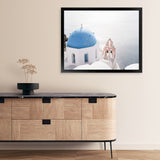 Shop Santorini Panorama II Photo Art Print-Blue, Coastal, Greece, Landscape, Photography, View All, White-framed poster wall decor artwork