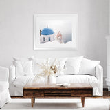 Shop Santorini Panorama II Photo Art Print-Blue, Coastal, Greece, Landscape, Photography, View All, White-framed poster wall decor artwork