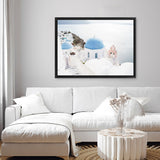 Shop Stairway to Heaven II Photo Canvas Art Print-Blue, Coastal, Greece, Landscape, Photography, Photography Canvas Prints, View All, White-framed wall decor artwork