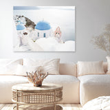 Shop Stairway to Heaven II Photo Canvas Art Print-Blue, Coastal, Greece, Landscape, Photography, Photography Canvas Prints, View All, White-framed wall decor artwork