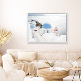 Shop Stairway to Heaven II Photo Canvas Art Print-Blue, Coastal, Greece, Landscape, Photography, Photography Canvas Prints, View All, White-framed wall decor artwork