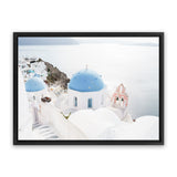 Shop Stairway to Heaven II Photo Canvas Art Print-Blue, Coastal, Greece, Landscape, Photography, Photography Canvas Prints, View All, White-framed wall decor artwork