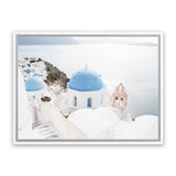 Shop Stairway to Heaven II Photo Canvas Art Print-Blue, Coastal, Greece, Landscape, Photography, Photography Canvas Prints, View All, White-framed wall decor artwork