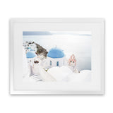 Shop Stairway to Heaven II Photo Art Print-Blue, Coastal, Greece, Landscape, Photography, View All, White-framed poster wall decor artwork