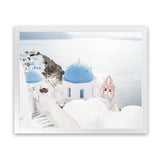 Shop Stairway to Heaven II Photo Art Print-Blue, Coastal, Greece, Landscape, Photography, View All, White-framed poster wall decor artwork