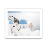 Shop Stairway to Heaven II Photo Art Print-Blue, Coastal, Greece, Landscape, Photography, View All, White-framed poster wall decor artwork