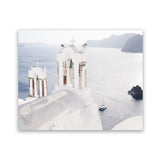 Shop Two White Churches I Photo Art Print-Blue, Coastal, Greece, Landscape, Photography, View All, White-framed poster wall decor artwork