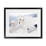 Shop Two White Churches I Photo Art Print-Blue, Coastal, Greece, Landscape, Photography, View All, White-framed poster wall decor artwork