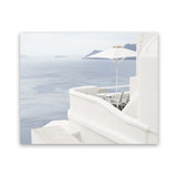 Shop Santorini Terrace I Photo Art Print-Blue, Coastal, Greece, Landscape, Photography, View All, White-framed poster wall decor artwork